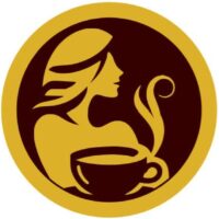 grafika logo kobieta z filiżanką