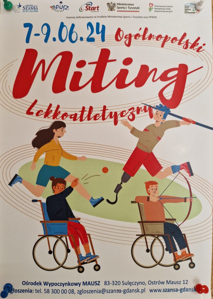 grafika z napisem ogólnopolski miting lekkoatletyczny 7-9. 06.24