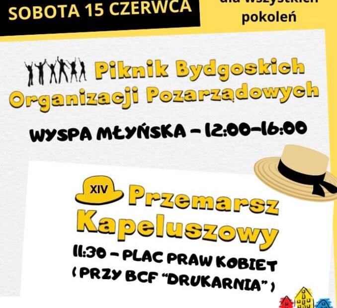 plakat Piknik Organizacji Pozarządowych Przemarsz kapeluszowy